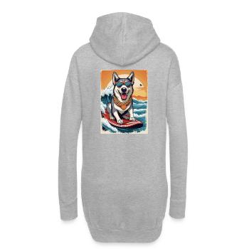 Cool husky sur une planche de surf - Sweat-shirt à capuche long Femme - gris chiné - Dos