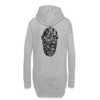 "Egg" (schwarz) - Hoodie-Kleid - Grau meliert - Hinten