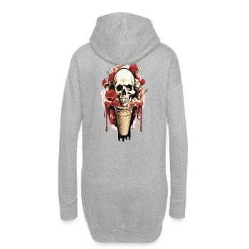 Cornet de glace tête de mort avec roses et cire - Sweat-shirt à capuche long Femme - gris chiné - Dos