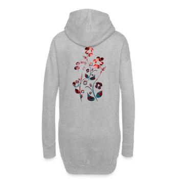 Blumen Ornament dunkel rot - Hoodie-Kleid - Grau meliert - Hinten