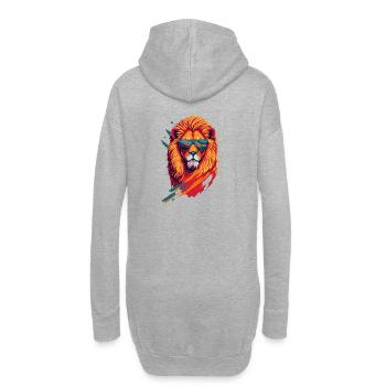 Roaring Retro: Aggressive Lion T-Shirt Art - Hoodie-Kleid - Grau meliert - Hinten