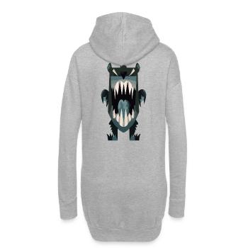 Angry Cartoon Bear with Sharp Teeth – Beast Art - Hoodie Dress - heather grey - Back