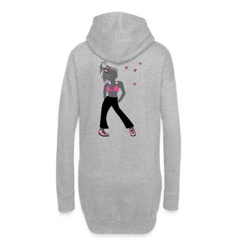 Junges Mädchen - Hoodie-Kleid - Grau meliert - Hinten