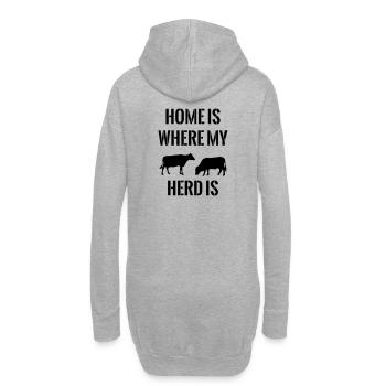 Zuhause ist wo meine Herde ist Landwirt Kühe Kuh - Hoodie-Kleid - Grau meliert - Hinten