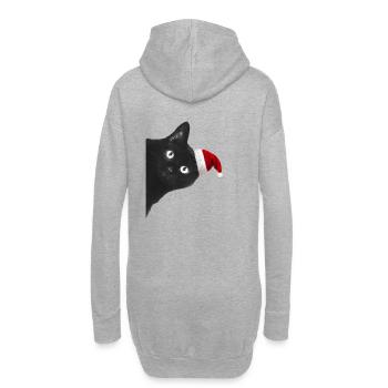 Chat de noel - Sweat-shirt à capuche long Femme - gris chiné - Dos