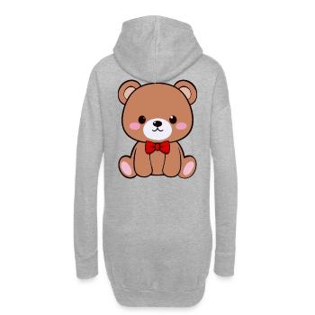 Süßer Kawaii Teddybär mit roter Fliege Design - Hoodie-Kleid - Grau meliert - Hinten