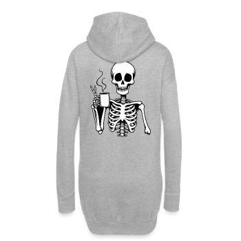Chill Skeleton avec du café - Style drôle d’Halloween - Sweat-shirt à capuche long Femme - gris chiné - Dos