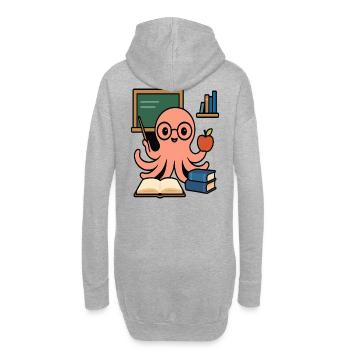 Octopus Teacher Cartoon – Funny Smart Classroom - Hoodie Dress - heather grey - Back
