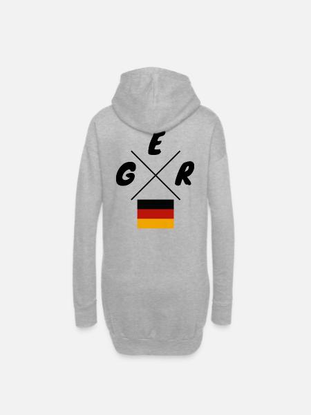 Deutsche Flaggen GER Schriftzug - Hoodie-Kleid - Grau meliert