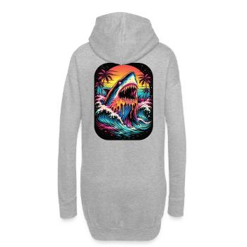 Requin néon au coucher du soleil - Sweat-shirt à capuche long Femme - gris chiné - Dos