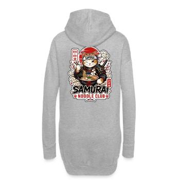 Club de nouilles samouraïs chats - Sweat-shirt à capuche long Femme - gris chiné - Dos