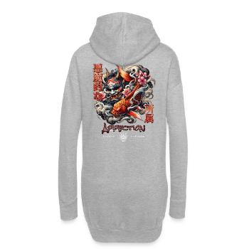 Devilish Hannya Art - Hoodie-Kleid - Grau meliert - Hinten