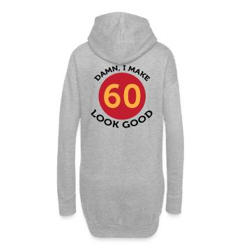 Verdammt! Schau mich an, ich bin 60 Jahre alt! - Hoodie-Kleid - Grau meliert - Hinten