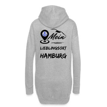 Hamburg mein Lieblingsort-Hansestadt Hamburg-Möwe - Hoodie-Kleid - Grau meliert - Hinten