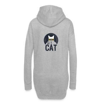 DJ Cat / DJ Katze - Hoodie-Kleid - Grau meliert - Hinten