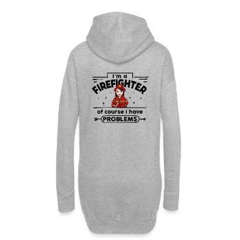 Pompier - avec des problèmes - Sweat-shirt à capuche long Femme - gris chiné - Dos
