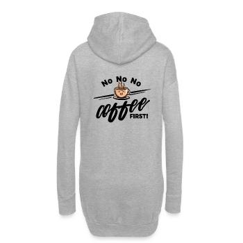 Grain de café - Non Non Non Café d'abord - Sweat-shirt à capuche long Femme - gris chiné - Dos