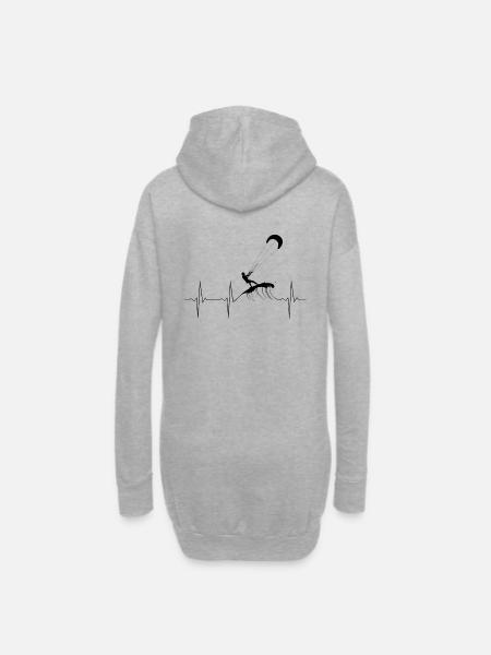 EKG Herzschlag Heartbeat Kitesurfing - Hoodie-Kleid - Grau meliert