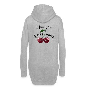 Cerises - Je t'aime beaucoup cerise - Sweat-shirt à capuche long Femme - gris chiné - Dos