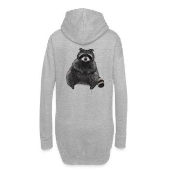 Sitzender entspannter Waschbär - Hoodie-Kleid - Grau meliert - Hinten