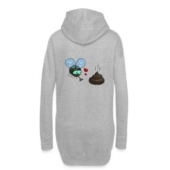 Fliege / Fly Poop love - Hoodie-Kleid - Grau meliert - Hinten