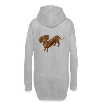 Hund - Dackel - Hoodie-Kleid - Grau meliert - Hinten