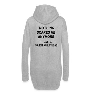 Rien ne me fait peur - j'ai une petite amie polonaise - Sweat-shirt à capuche long Femme - gris chiné - Dos
