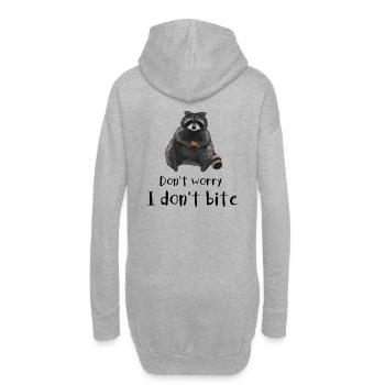 Waschbär - Don't worry I don't bite - Hoodie-Kleid - Grau meliert - Hinten