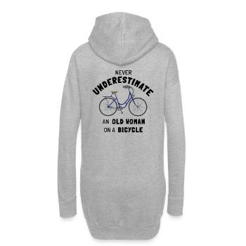 Ne sous-estimez jamais une vieille femme à vélo - Sweat-shirt à capuche long Femme - gris chiné - Dos