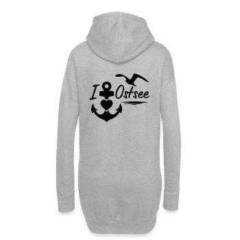 Ostsee-Ich liebe die Ostsee mit Anker Herz & Möwe - Hoodie-Kleid - Grau meliert - Hinten