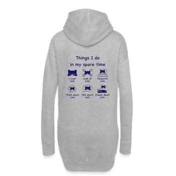 Chats, chats, chats (bleu) - Sweat-shirt à capuche long Femme - gris chiné - Dos