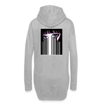 Anime Augen Japan Strichcode - Hoodie-Kleid - Grau meliert - Hinten