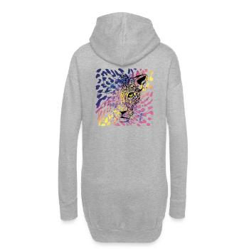 Leopard Raubkatze Animal Print - Hoodie-Kleid - Grau meliert - Hinten