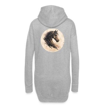 Pferdezeichnung Pferdemotiv - Hoodie-Kleid - Grau meliert - Hinten
