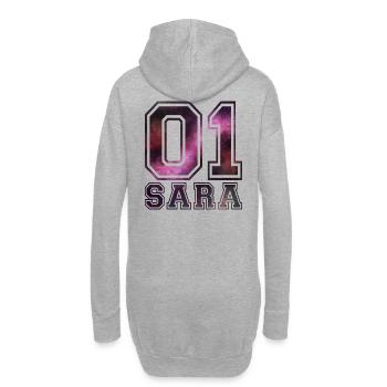 Sara Name - Hoodie-Kleid - Grau meliert - Hinten