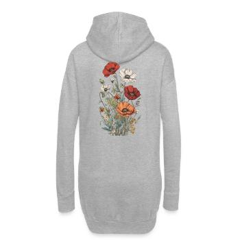Wunderschönes Boho Mohn Herbarium Bouquet - Hoodie-Kleid - Grau meliert - Hinten