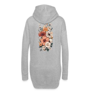 Wunderschönes Boho Blumen Herbarium Pastell - Hoodie-Kleid - Grau meliert - Hinten
