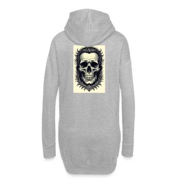 Schädelrahmen Ornament mit floraler Friese - Hoodie-Kleid - Grau meliert - Hinten