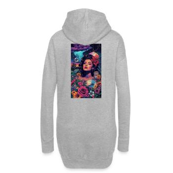 Neon-Blumensirene - Hoodie-Kleid - Grau meliert - Hinten