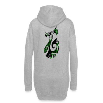 MATAU - Noir (Hameçon polynésien) - Sweat-shirt à capuche long Femme - gris chiné - Dos