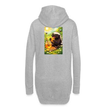 Honeybager - Sweat-shirt à capuche long Femme - gris chiné - Dos