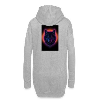 Neon Wolf on Orange Circle - Hoodie Dress - heather grey - Back