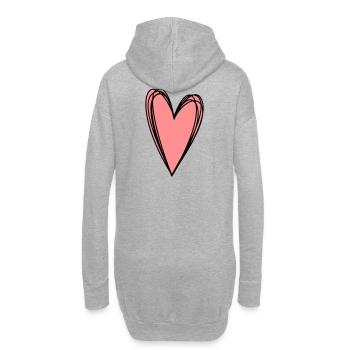 Herz rosa Scribble Doodle Geschenk Liebe - Hoodie-Kleid - Grau meliert - Hinten