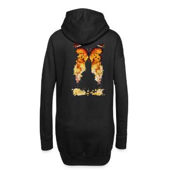 Papillon, orange, fleurs, jaune, ressort - Sweat-shirt à capuche long Femme - noir - Dos