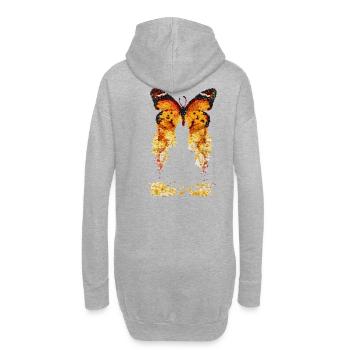 Schmetterling, orange, blumen, gelb, Frühling - Hoodie-Kleid - Grau meliert - Hinten