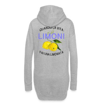 Limone Lebenslust Spruch - Hoodie-Kleid - Grau meliert - Hinten