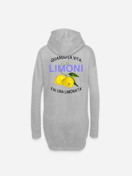 Limone Lebenslust Spruch - Hoodie-Kleid - Grau meliert