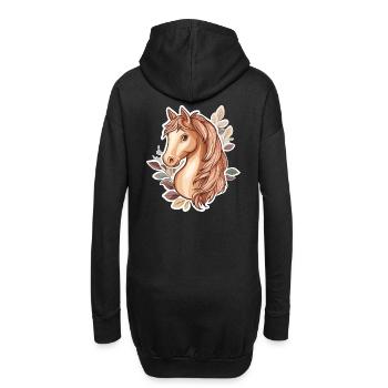 Pferd Herbstblätter - Hoodie-Kleid - Schwarz - Hinten