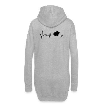 Hase Herzschlag Hasenzüchter Geschenkidee - Hoodie-Kleid - Grau meliert - Hinten