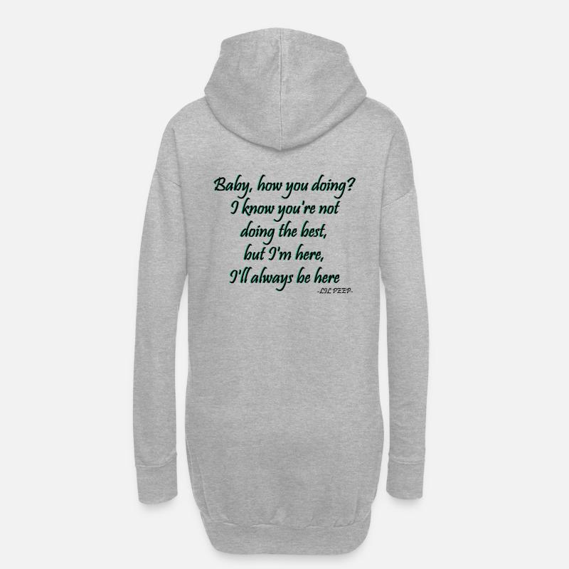 lil peep - right here Songtext - Hoodie-Kleid - Grau meliert